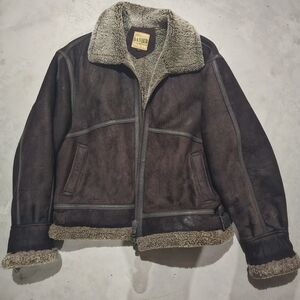 Danier Dark Brown Shearling Bomber Jacket